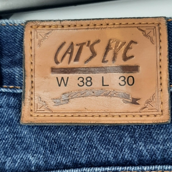 Cat's Eye Mens Straight Leg Denim Jeans Dark Wash Size Classic High Rise 38x30 - Picture 14 of 15